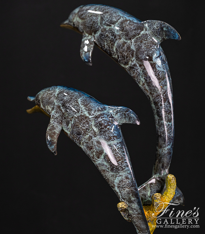 Bronze Statues  - Twin Dolphin Bronze Statue - BS-1323